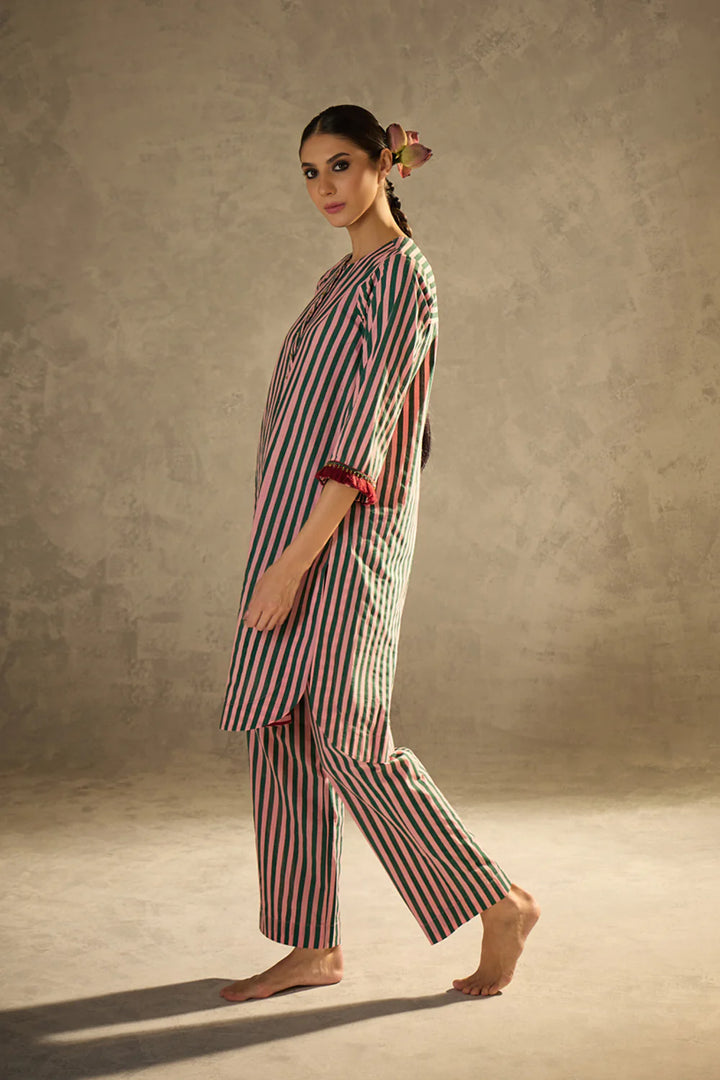 Pink N Green Stripe Set