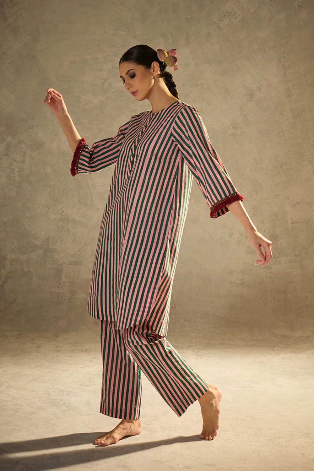 Pink N Green Stripe Set