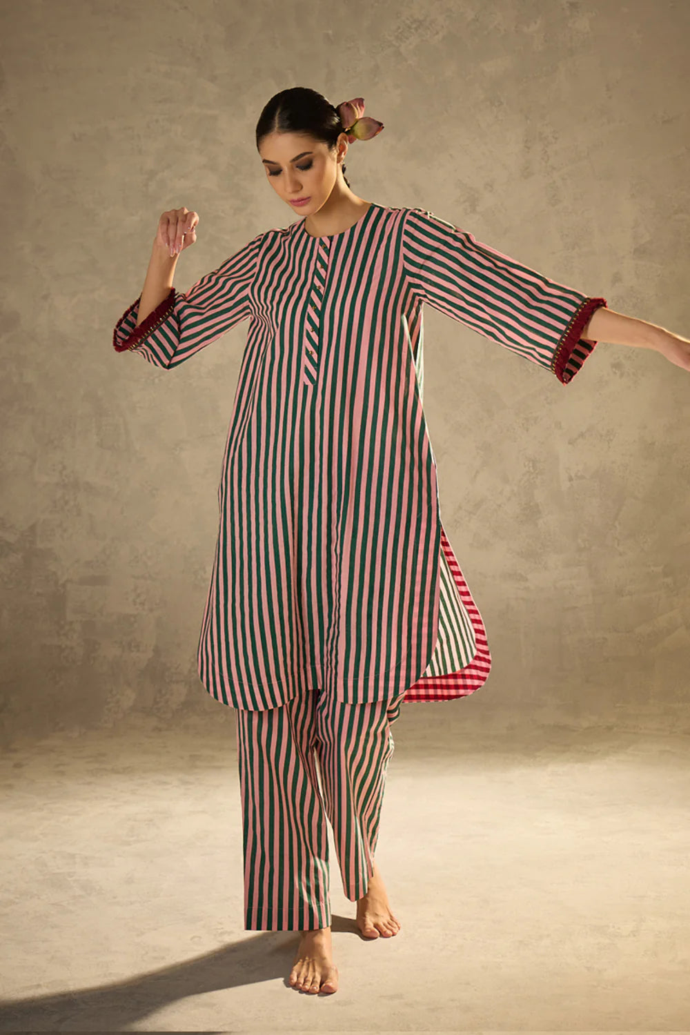 Pink N Green Stripe Set