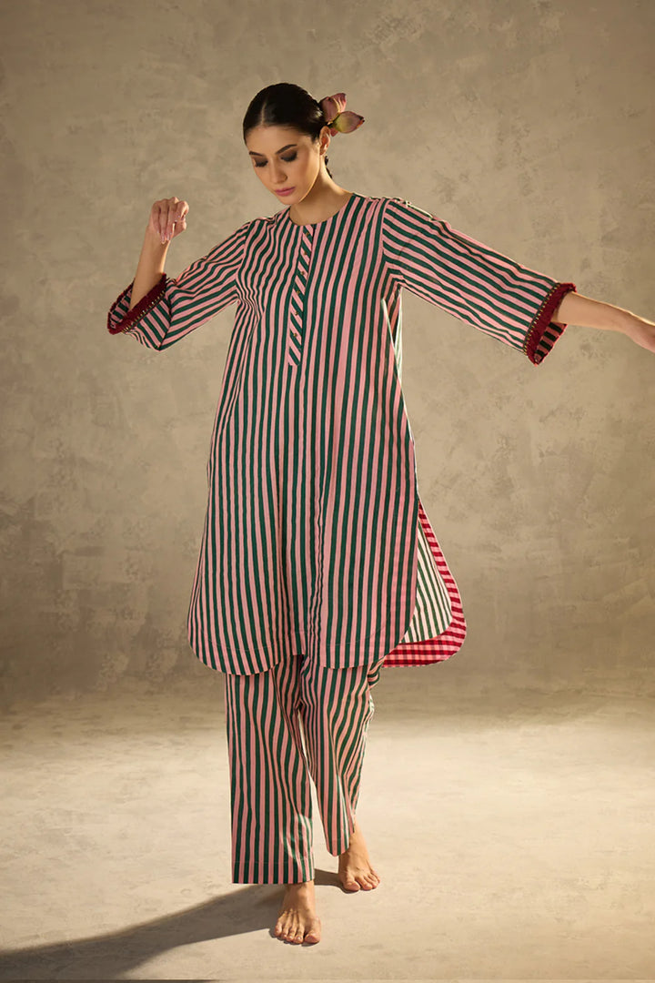 Pink N Green Stripe Set