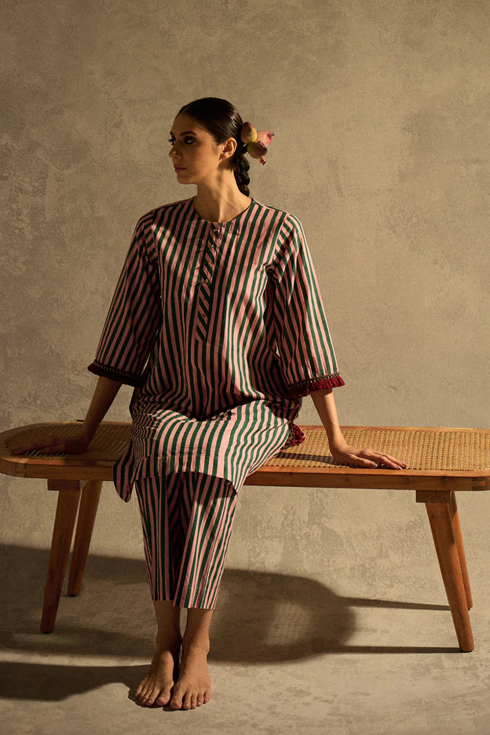 Pink N Green Stripe Set