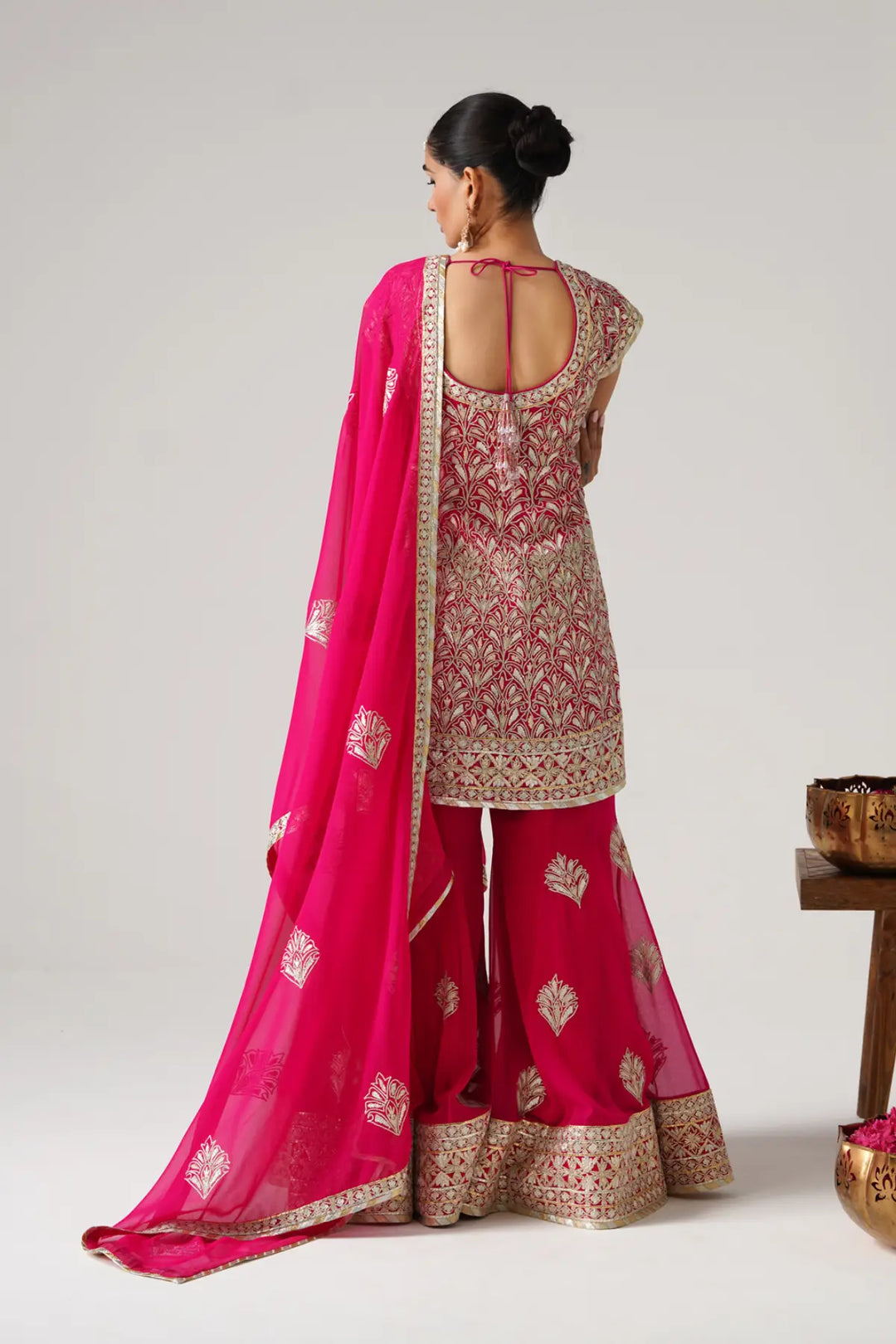 Dilruba - Short Kurta Sharara Set - Pink