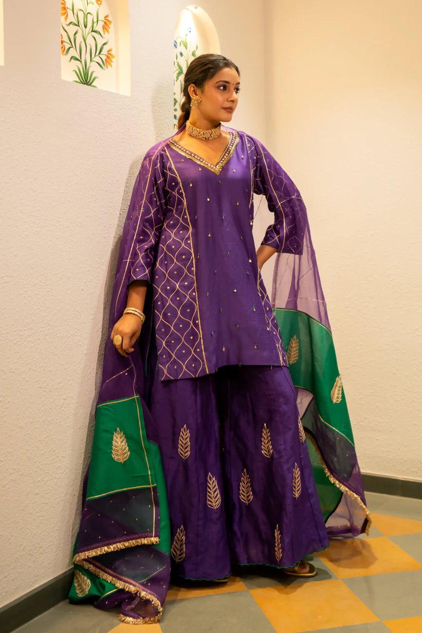 Purple metallic Sharara