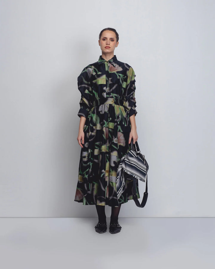 Paron Print Pleated Dress
