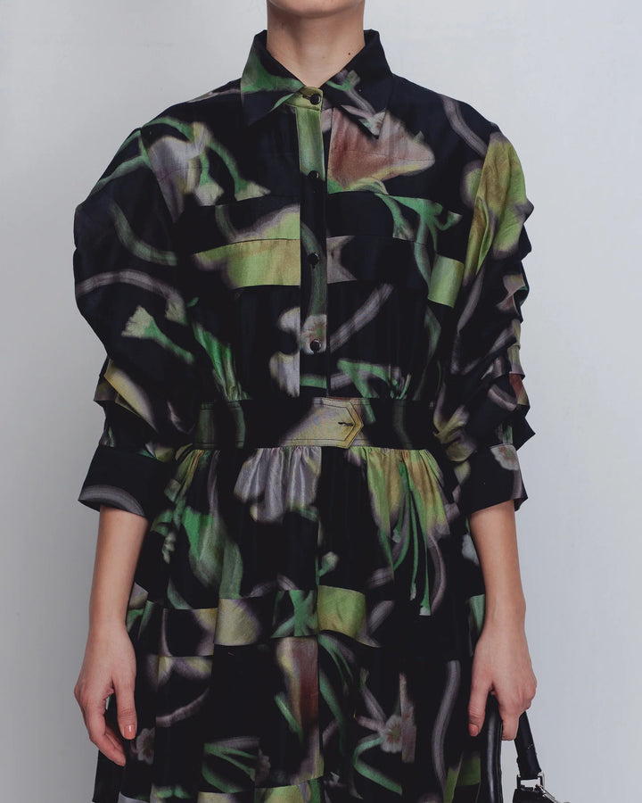 Paron Print Pleated Dress