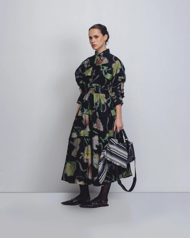 Paron Print Pleated Dress