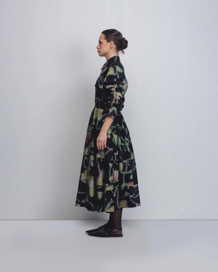 Paron Print Pleated Dress