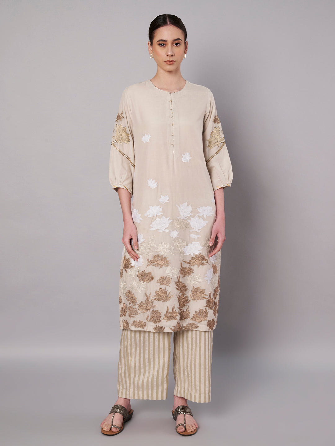 Petal Promise Kurta Set - Ivory