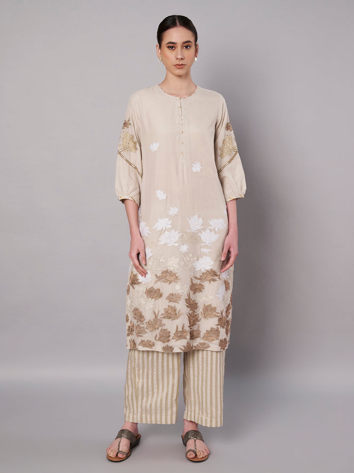 Petal Promise Kurta Set - Ivory