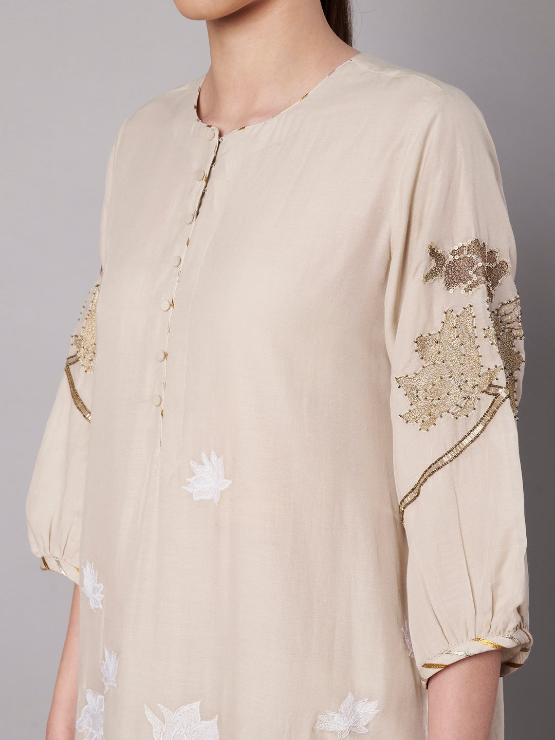 Petal Promise Kurta Set - Ivory