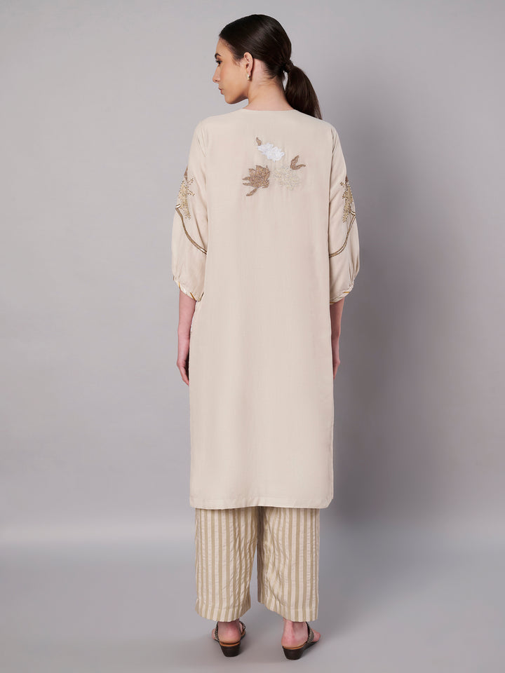 Petal Promise Kurta Set - Ivory