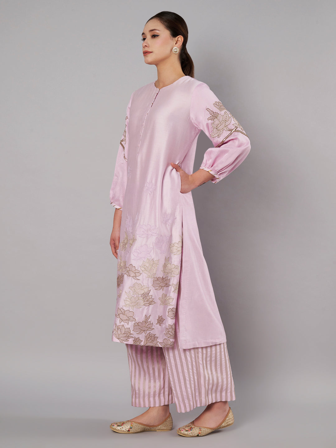 Petal Promise Kurta Set - Pastel Lilac