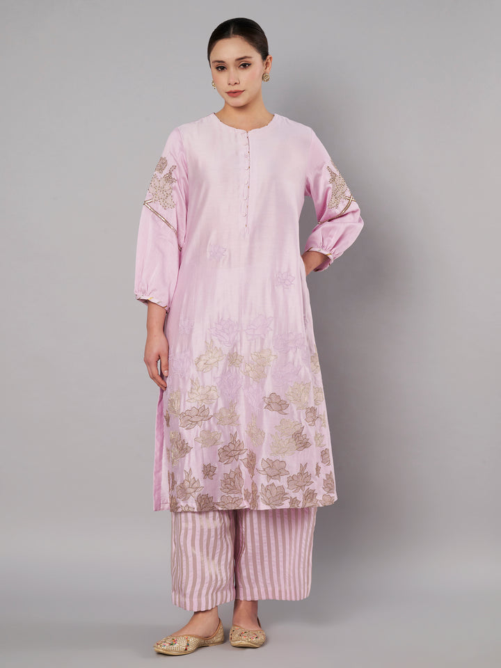 Petal Promise Kurta Set - Pastel Lilac