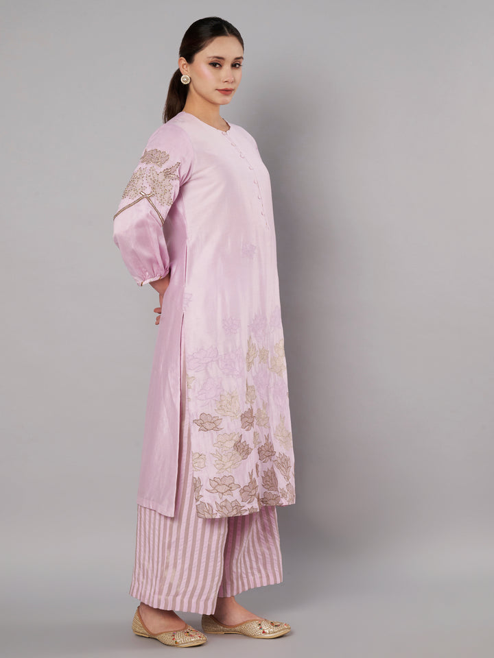 Petal Promise Kurta Set - Pastel Lilac