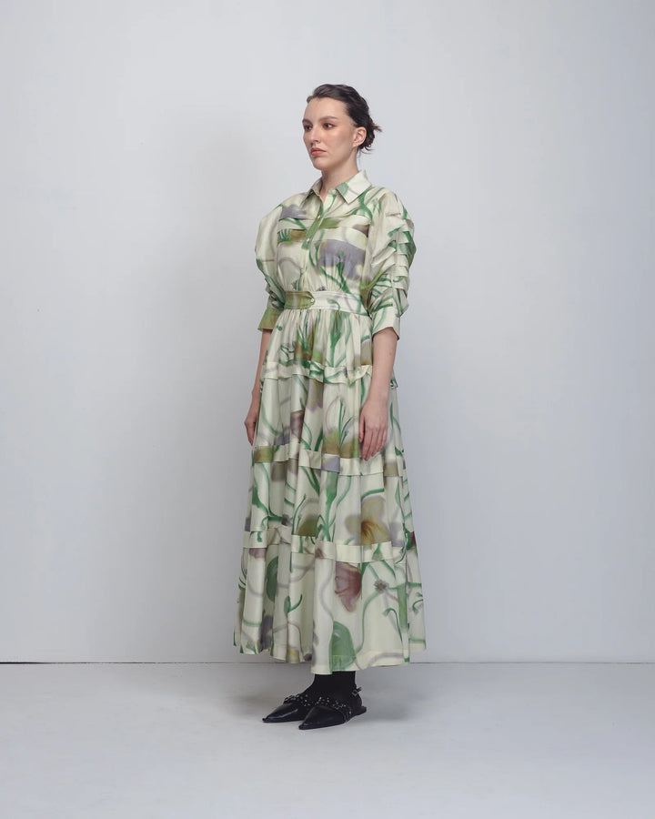 Paron Print Pleated Dress