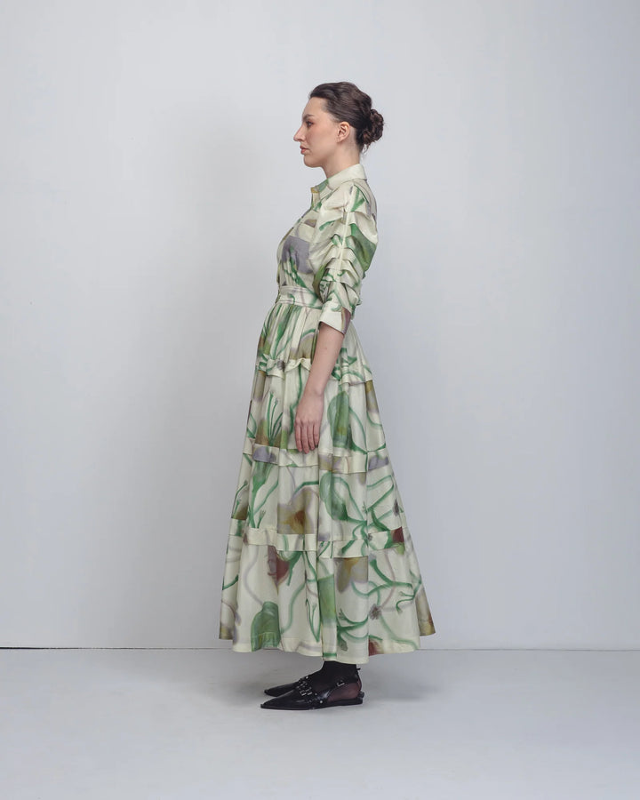 Paron Print Pleated Dress