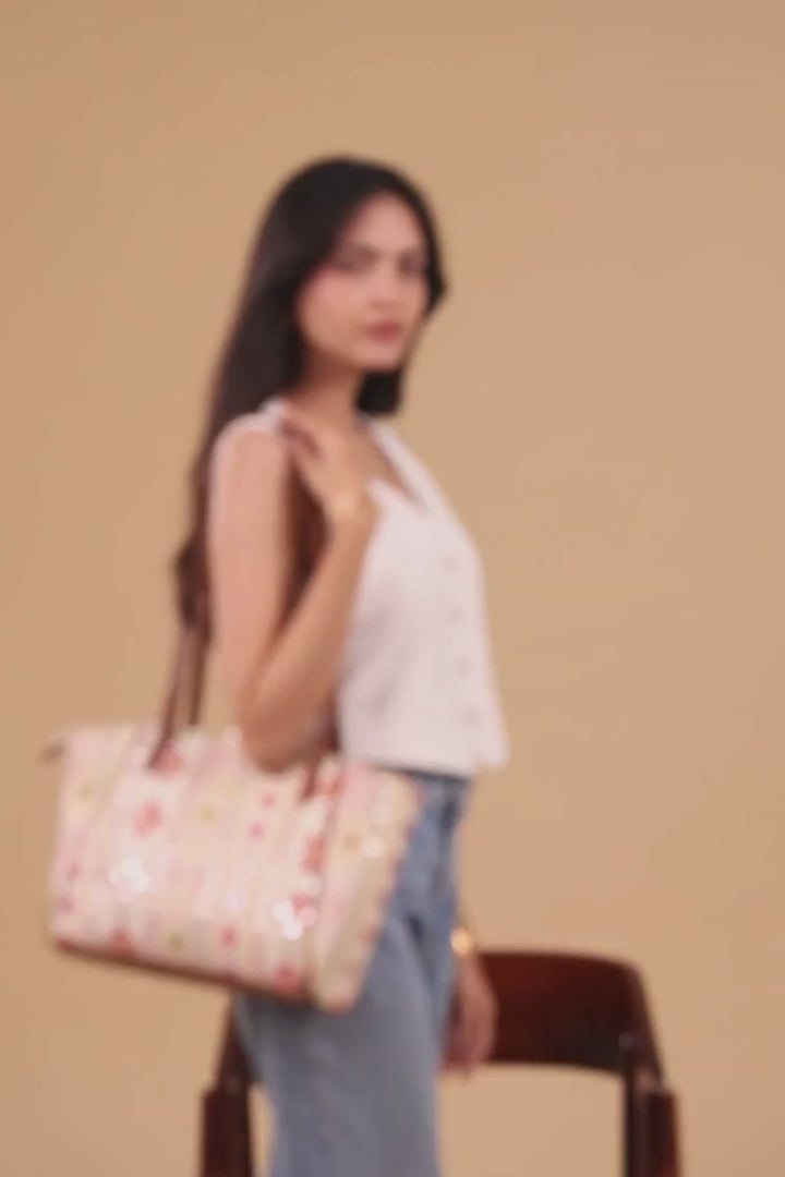zoey embroidered multicolor tote bag