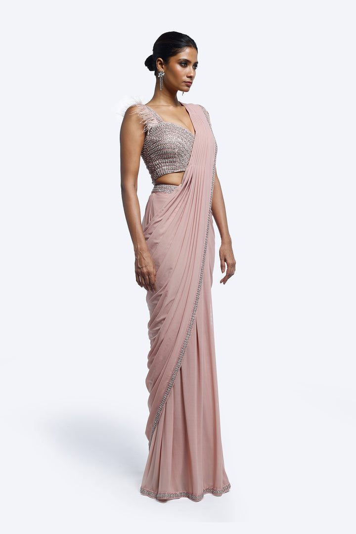 Pink Swan Drape Saree