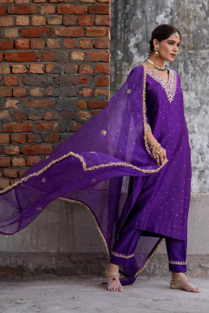 Purple Straight Kurta Set