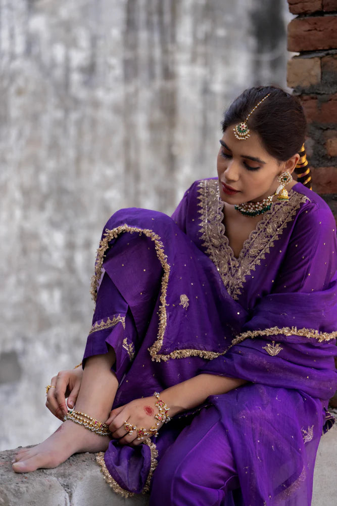 Purple Straight Kurta Set