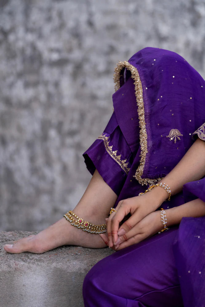 Purple Straight Kurta Set