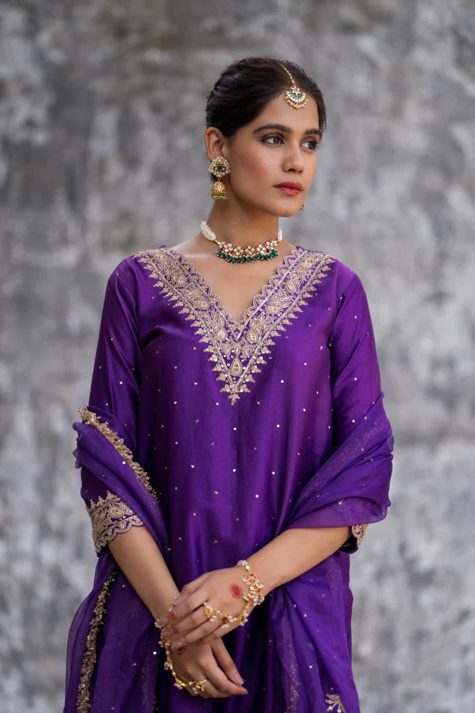 Purple Straight Kurta Set