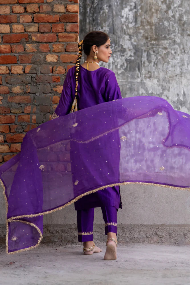 Purple Straight Kurta Set