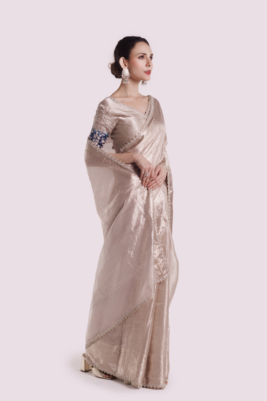 Platinum Tissue embellished saree