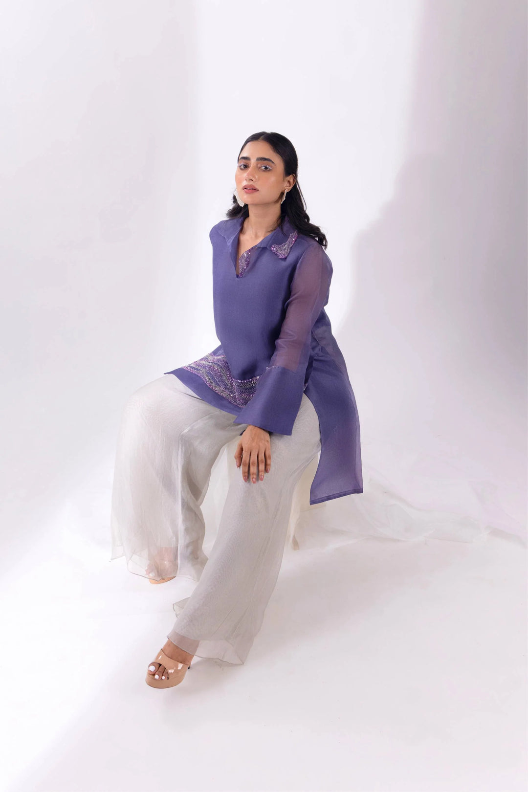 Purple Overlap Top With Pant