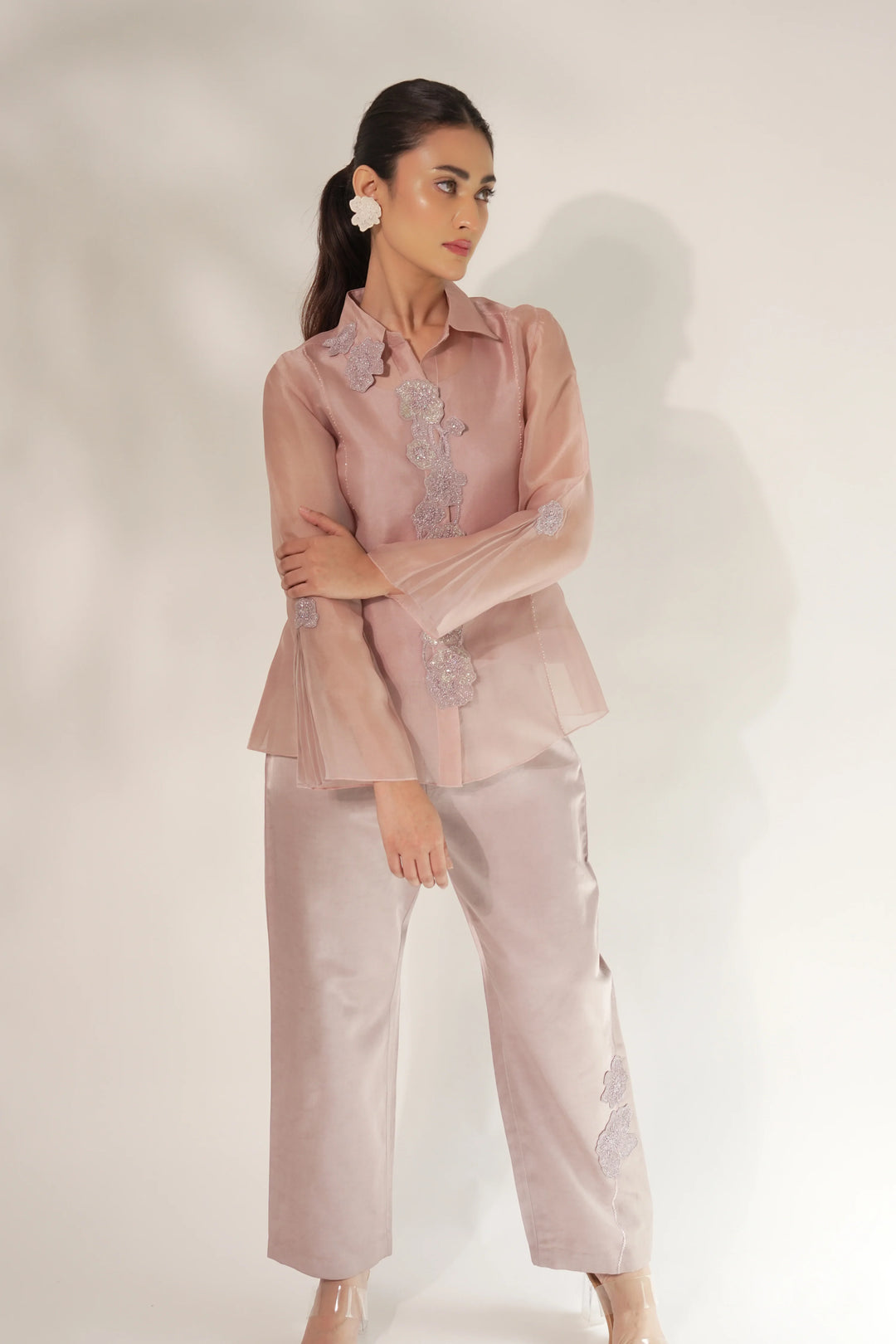 Purple Princess Cut Organza Shirt