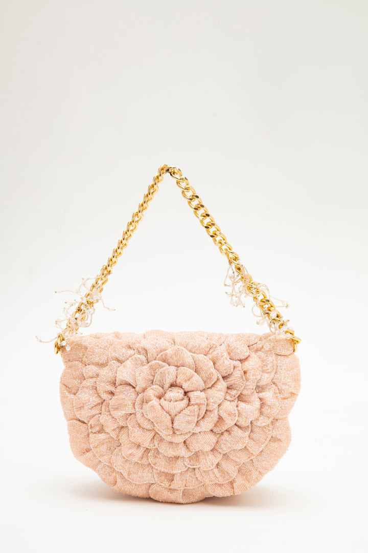 isa beaded heart clutch - blush