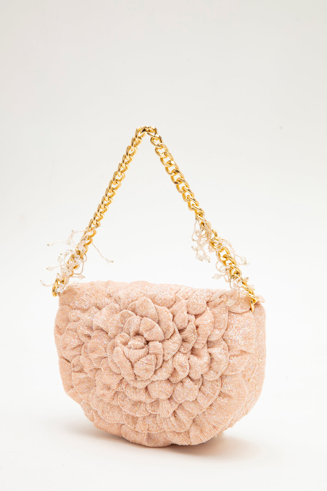 isa beaded heart clutch - blush