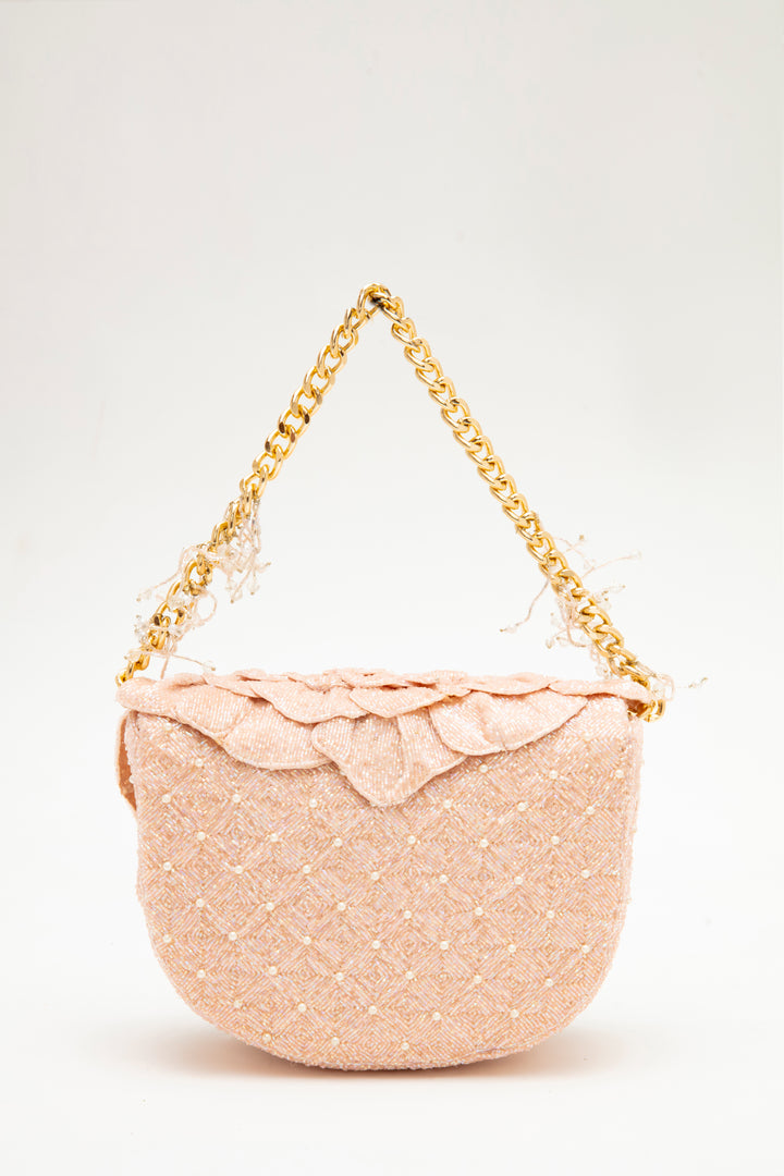 isa beaded heart clutch - blush