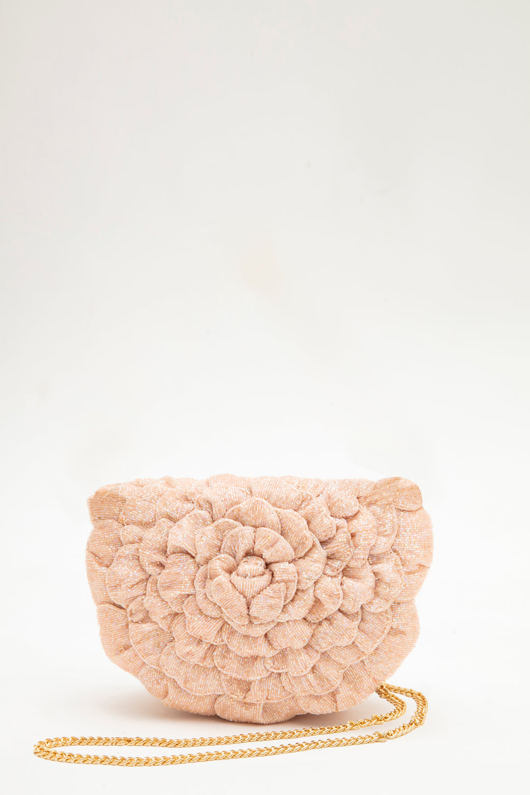 isa beaded heart clutch - blush