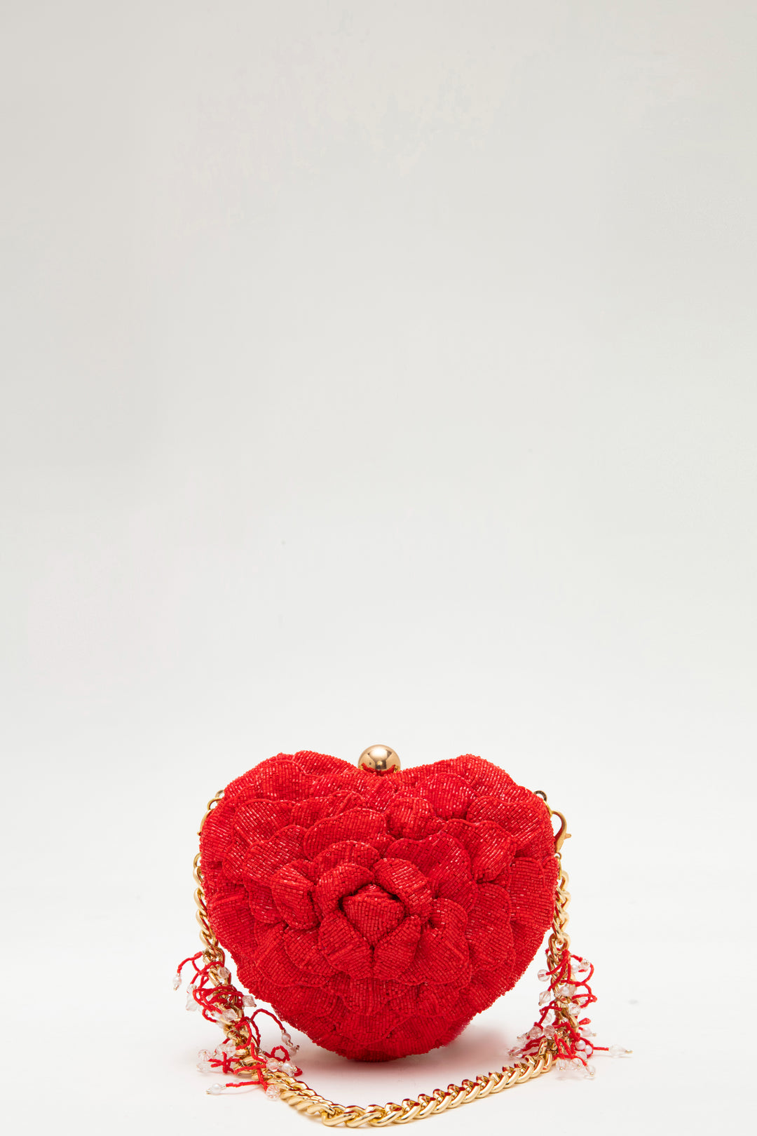 isa beaded heart - bright crimson