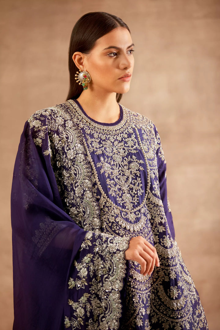 Purple Embroidered Tunic Set