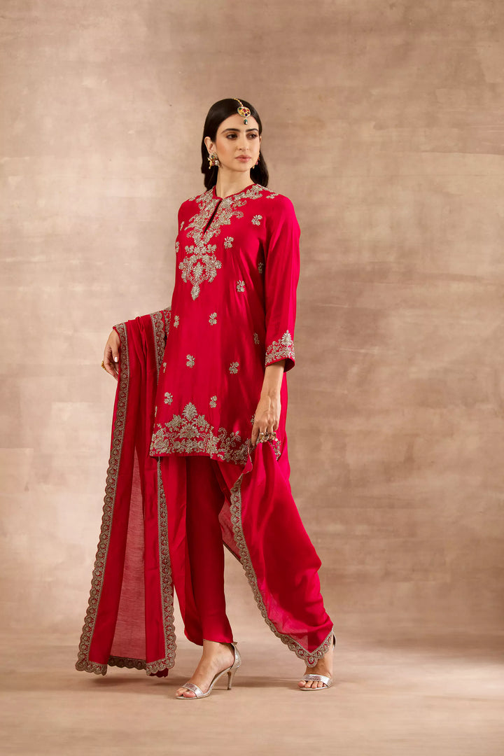 Red Zardosi Embroidered Kurta Set