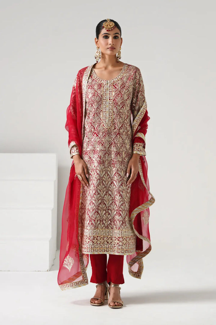 Dilruba - Long Kurta Set - Red
