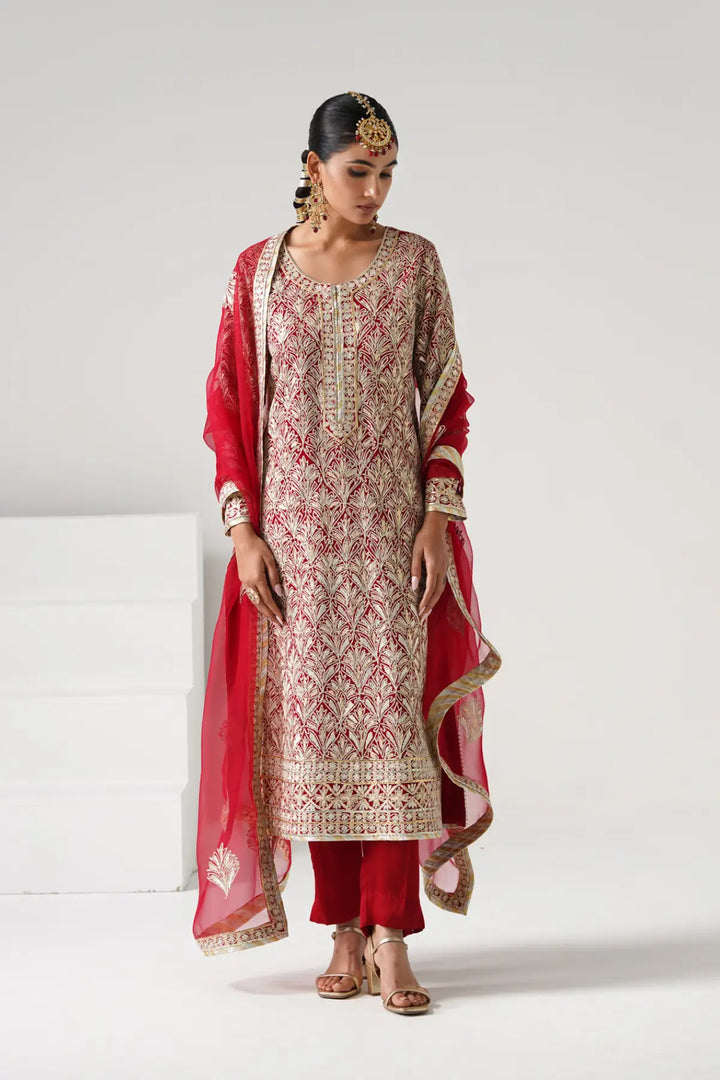 Dilruba - Long Kurta Set - Red
