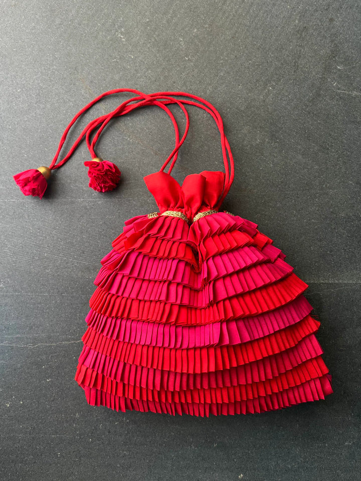 Red Multi Jhallar Potli