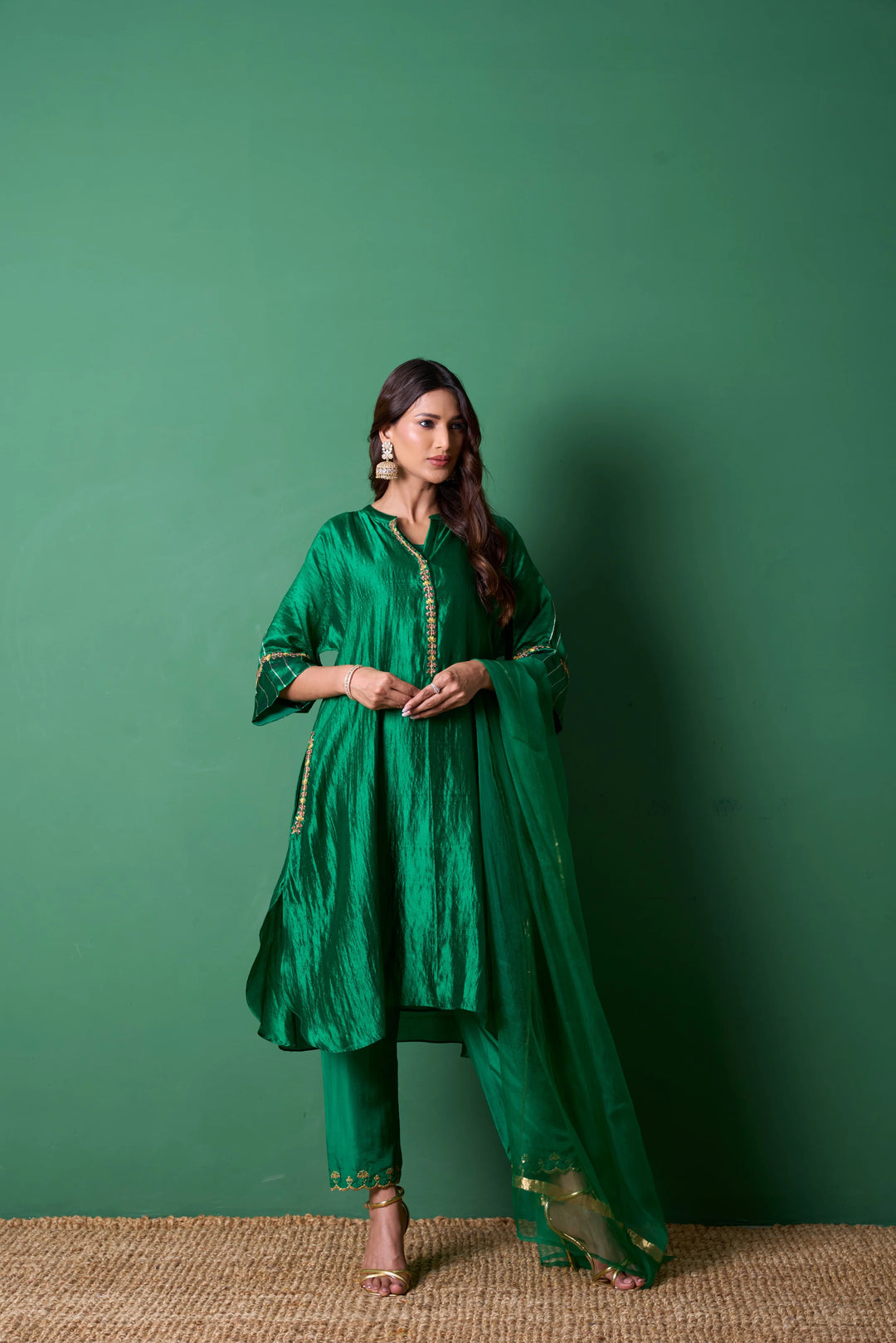 Radiance Emerald Kurta (Set of 3)