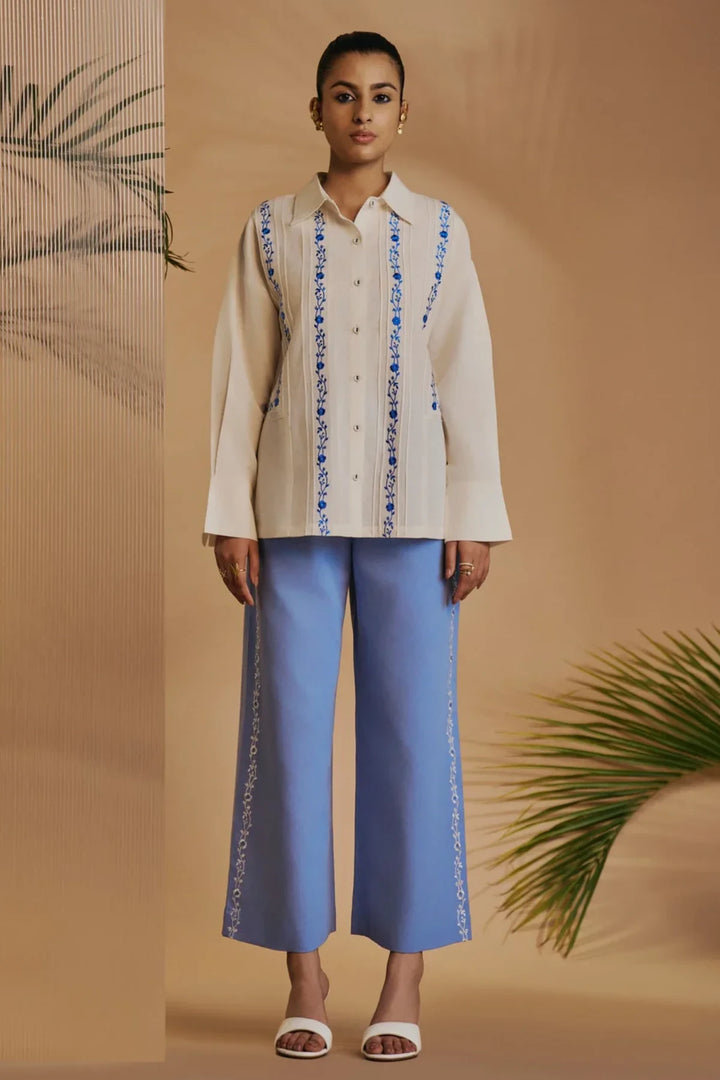 Origani Ivory Blue Reverie Co-ord Set