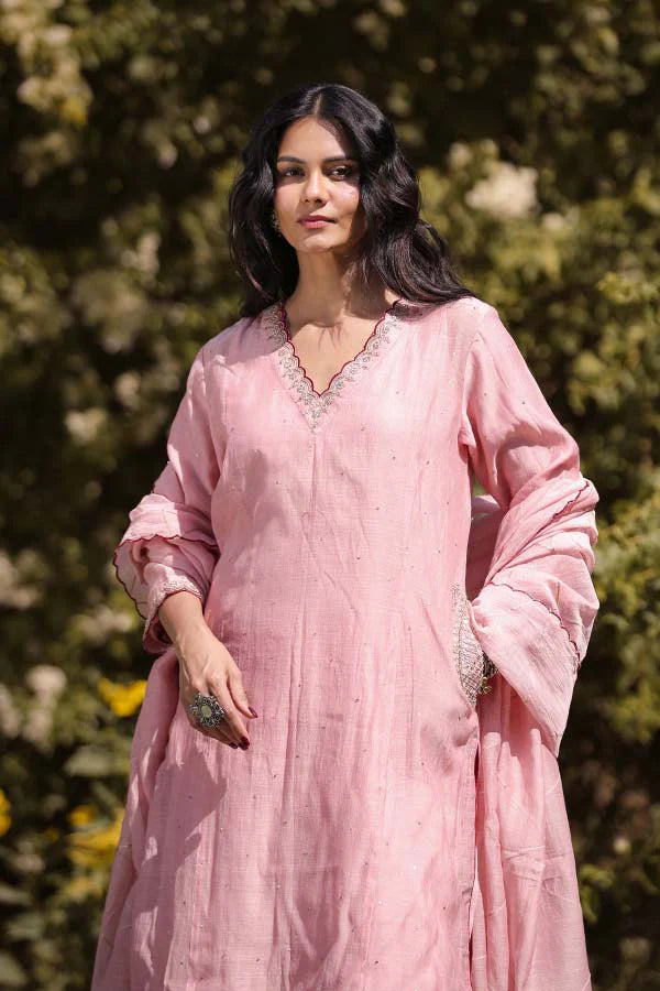 Rose Golden Side Pocket Kurta Set