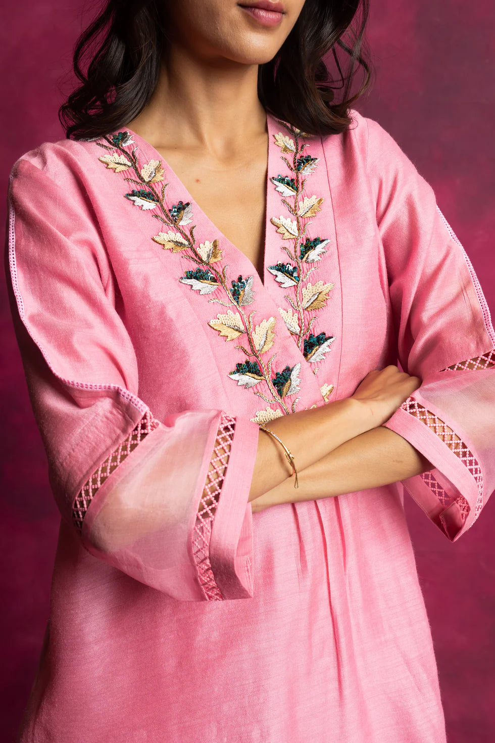 Roopsaar Kurta Set with Dupatta in Pastel Pink