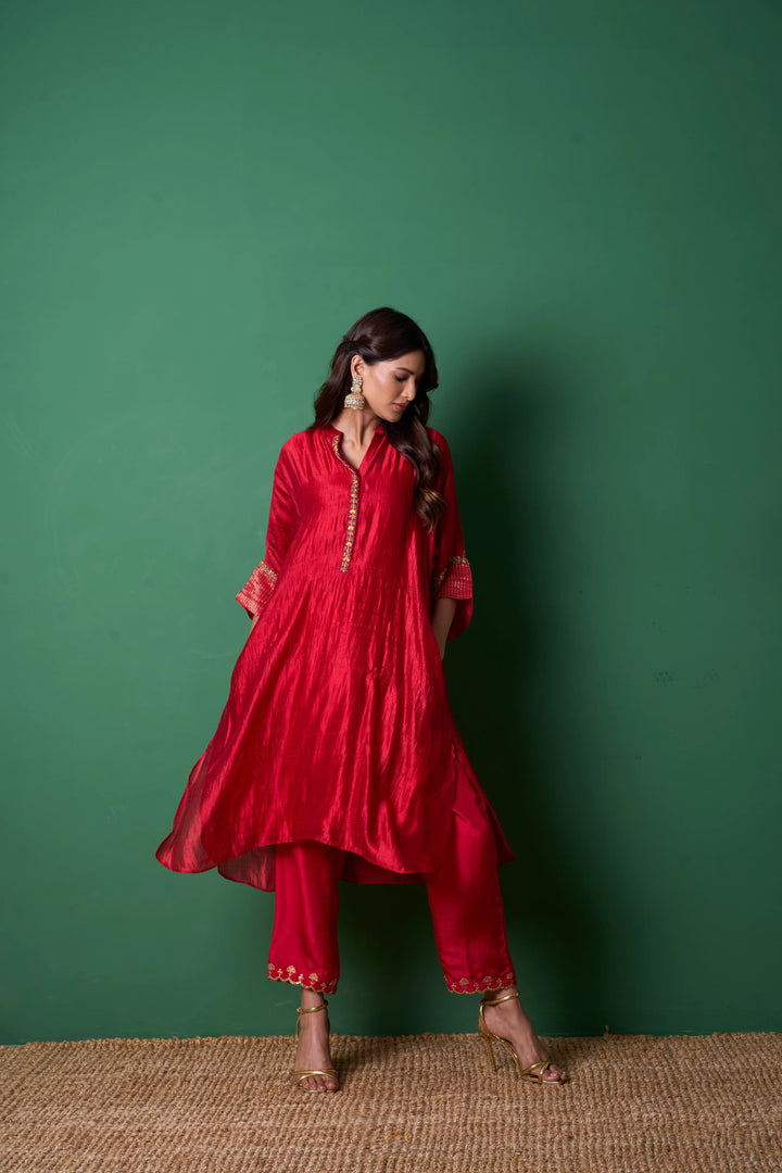 Radiance Red Kurta (Set of 3)