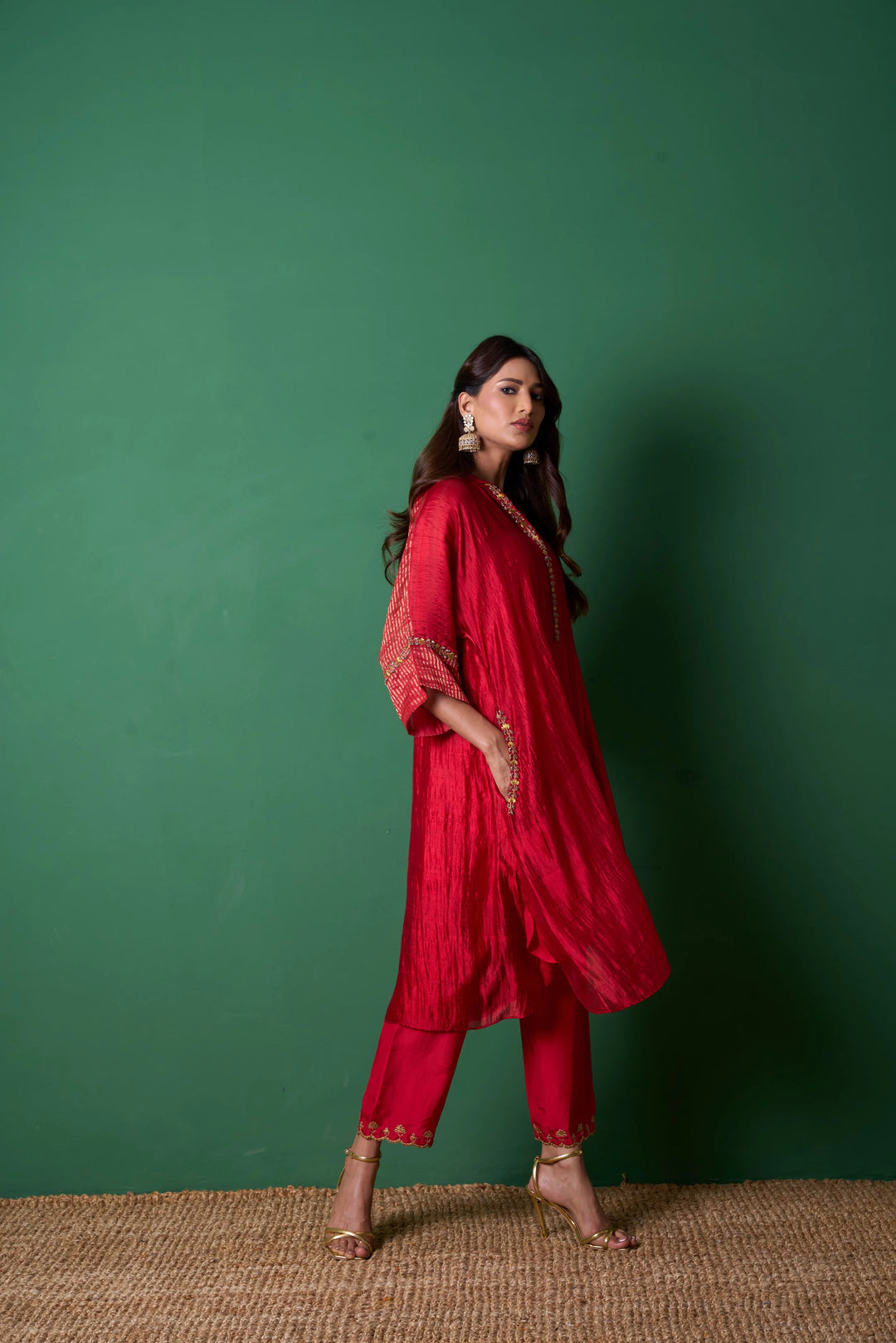 Radiance Red Kurta (Set of 3)