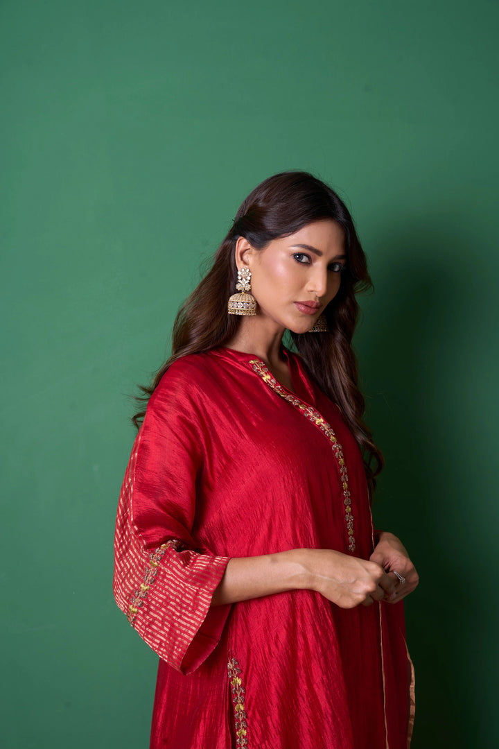 Radiance Red Kurta (Set of 3)
