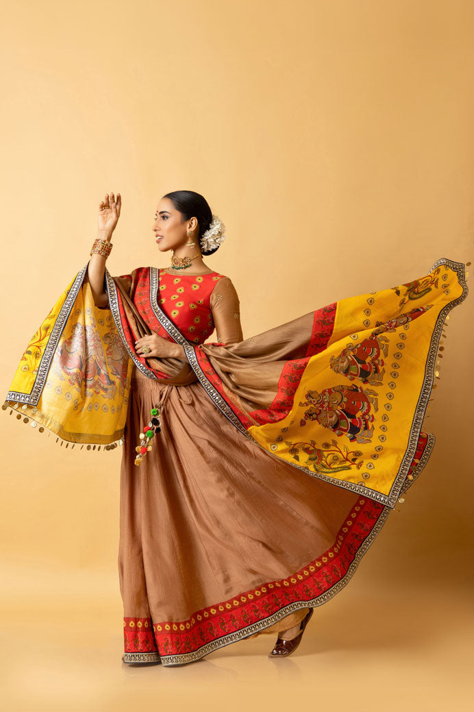 ras lila radha-krishna embroidered dupatta