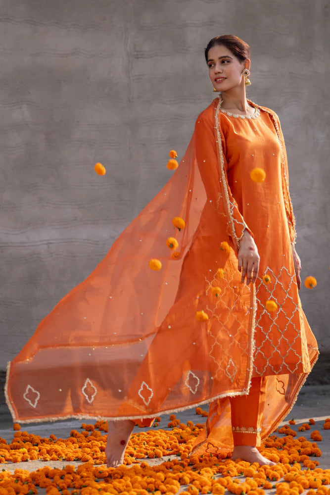 Rust Straight Kurta Set