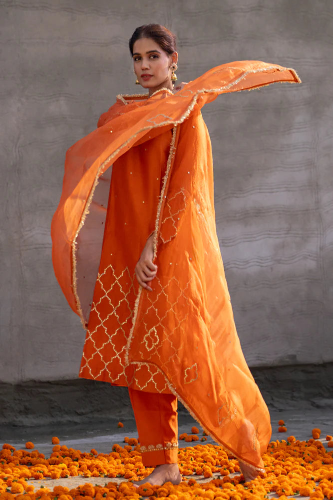 Rust Straight Kurta Set